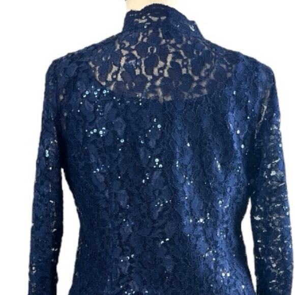 SLNY Jacket Dress 2 Piece Sheath Navy Blue Stretch Lace Women’s Plus Size 14 - Picture 10 of 15